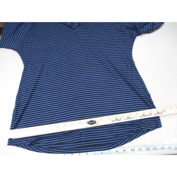 Soma Top Womens Medium Striped Knit Blue Black V-Neck Short Sleeve Casual Comfy - Picture 8 of 10